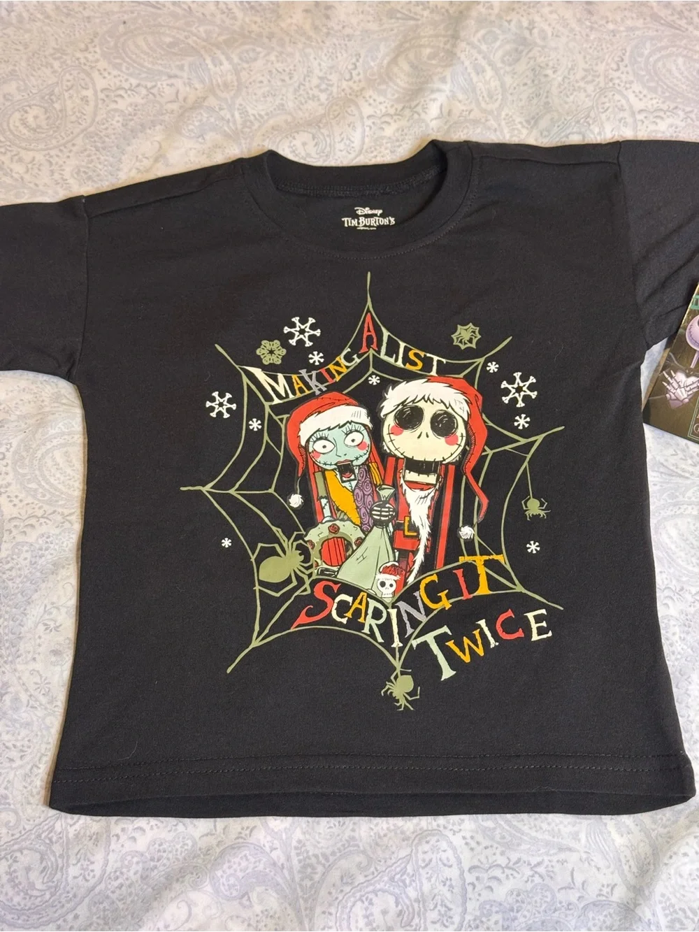 Disney Tim Burton Nightmare Before Christmas  Kids Tee with Jack & Sally